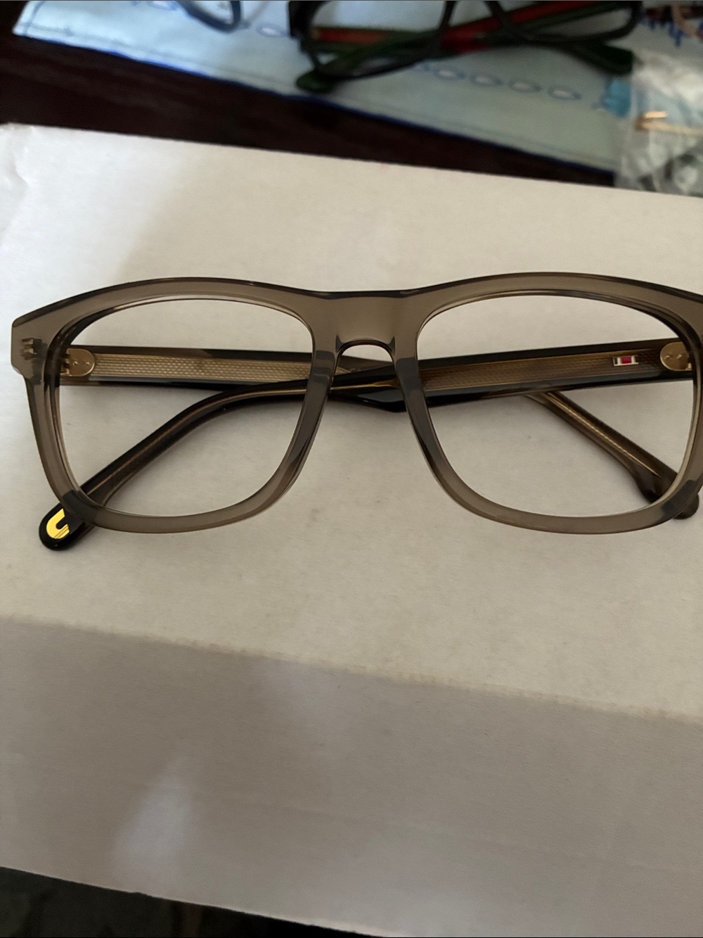 Men's Rectangular carrera Eyeglass Frames in Translucent Smoke